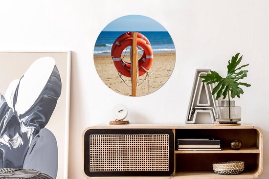 WallCircle - Wandcirkel ⌀ 60 - Boei - Strand - Reddingsboei - Ronde schilderijen woonkamer - Wandbord rond - Muurdecoratie cirkel - Kamer decoratie binnen - Wanddecoratie muurcirkel - Woonaccessoires