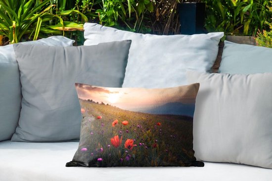 Coussins d'extérieur - Jardin - Fleurs - Coucher de soleil - Oranje - 50x30 cm
