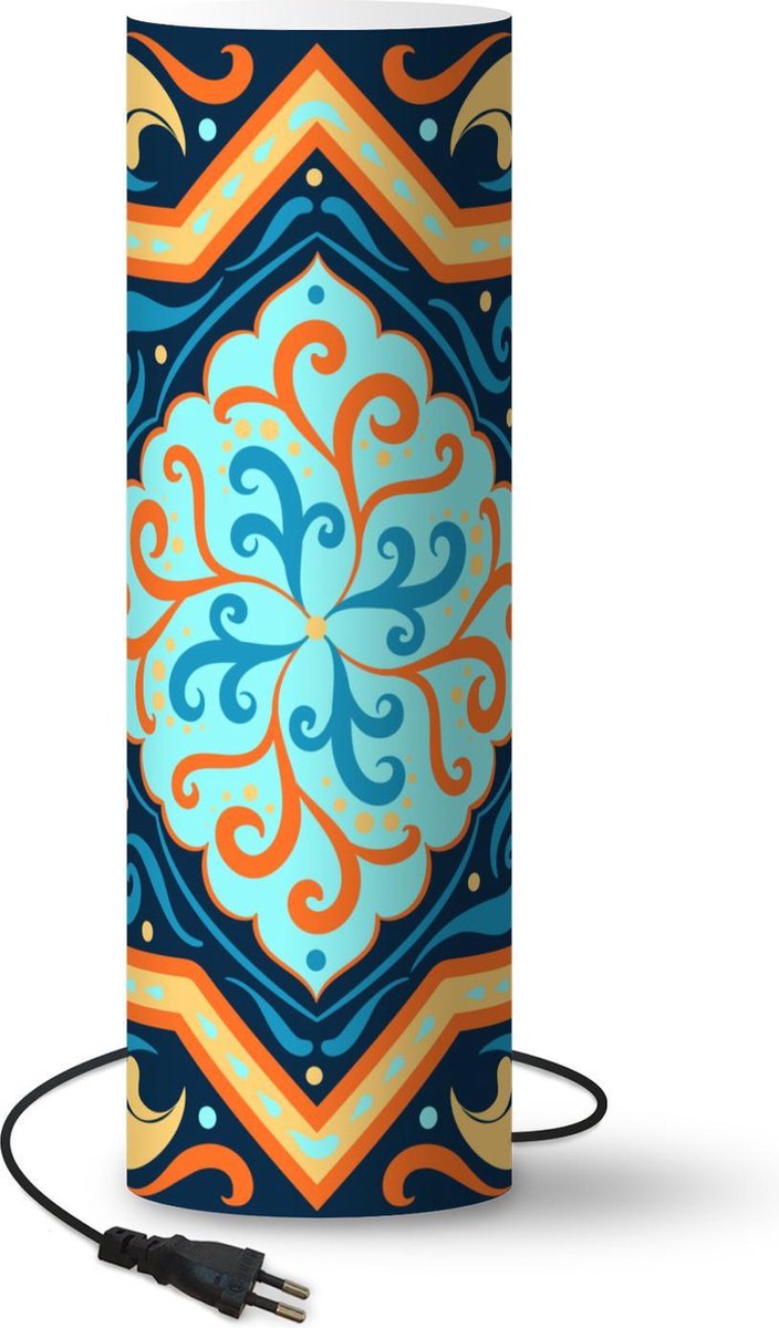 Lamp - Nachtlampje - Tafellamp slaapkamer - Ster - Oranje - Blauw - Patronen - 70 cm hoog - Ø22.3 cm - Inclusief LED lamp