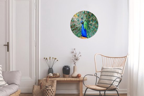 Papier peint Circle - Paon - Ressorts - Blauw - ⌀ 30 cm - Wall Circle