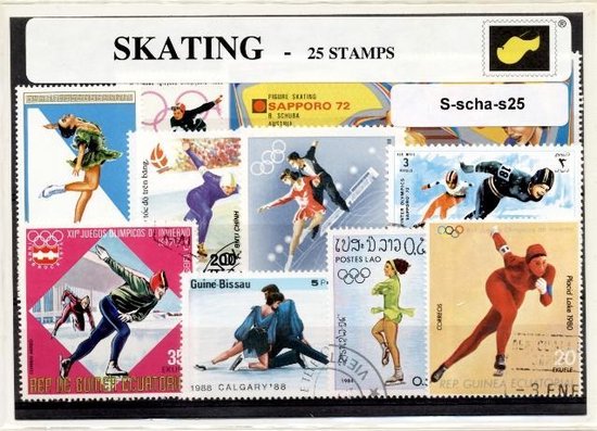 Schaatssport – Luxe postzegel pakket (A6 formaat) : collectie van 25