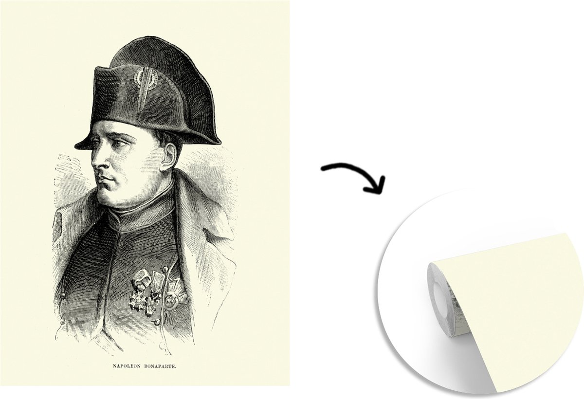 Behang - Fotobehang Illustratie van Napoleon Bonaparte in het zwart-wit -  Breedte 180... | bol.com