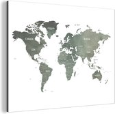 Wanddecoratie Metaal - Aluminium Schilderij Industrieel - Wereldkaart - Aardrijkskunde - Grijs - 40x30 cm - Dibond - Foto op aluminium - Industriële muurdecoratie - Voor de woonkamer/slaapkamer