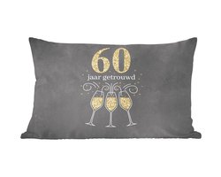 Sierkussens - Kussentjes Woonkamer - 50x30 cm - Huwelijk - 60 jaar getrouwd - Quotes - Jubileum - Spreuken