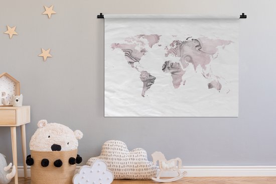 Tapisserie - Tapisserie - Wereldkaart - Peinture - Rose - 120x90 cm - Tapisserie