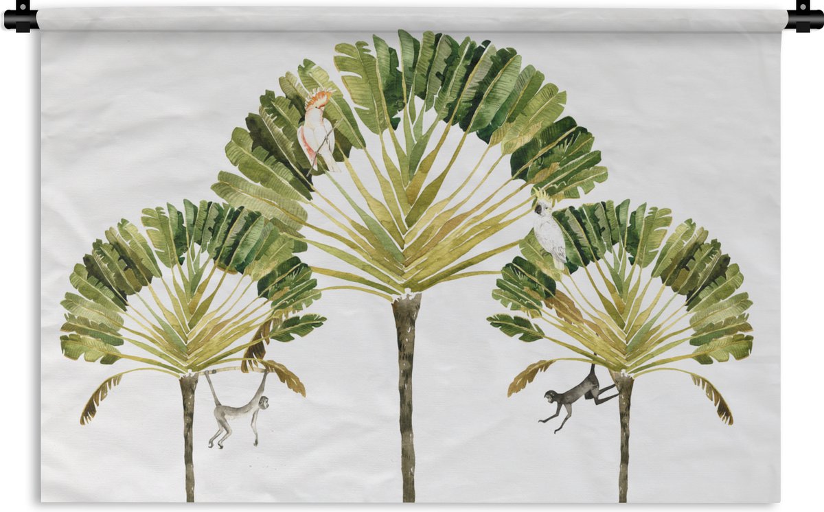 Wandkleed - Wanddoek - Jungle - Kaketoe - Boom - 60x40 cm - Wandtapijt