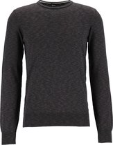 HUGO BOSS slim fit trui - heren trui O-hals katoen - zwart melange -  Maat: XL