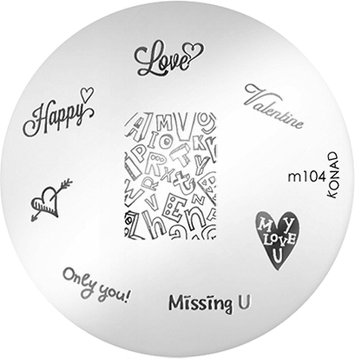 Goedkoopste KONAD stempel plaatje voor uw stamping nailart M104 LIEFDE