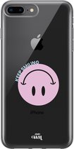 xoxo Wildhearts case voor iPhone 7/8 Plus - Smiley Pink - xoxo Wildhearts Transparant Case