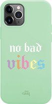 iPhone 12 Pro - No Bad Vibes Green - iPhone Rainbow Quotes Case