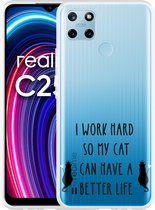 Realme C25Y Hoesje Royalty Cat - zwart - Designed by Cazy