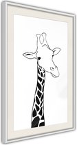 Ingelijste Poster - Giraf Witte lijst met passe-partout