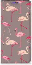 Stand Case Geschikt voor Samsung Galaxy A22 4G | M22 Hoesje met naam Flamingo