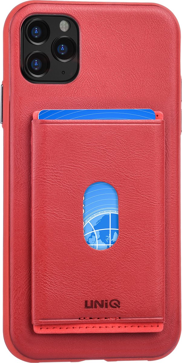 UNIQ Accessory Card Series Apple iPhone 11 Pro Max Rood Backcover hoesje Pasjeshouder