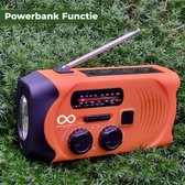 Noodradio - Solar - Opwindbaar - Oranje - Powerbank zonneenergie - Zaklamp - draagbare radio