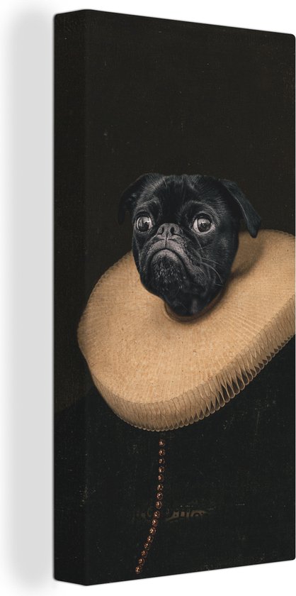 Canvas Schilderij Hond - Kraag - Kunst - 40x80 cm - Wanddecoratie