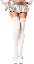 Lange Kousen Met Kanten Rand - Wit - Sexy Lingerie & Kleding - Beenmode