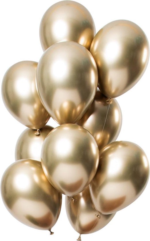 Luxe Chrome Ballonnen Goud 10 Stuks - Helium Ballonnenset Metallic Gold Feestje Verjaardag Party