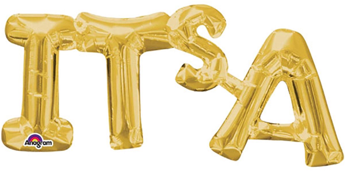 " It's A" Gouden Folie Ballon 50 x 22 cm