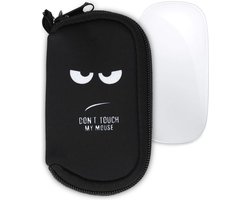 kwmobile Hoes geschikt voor Apple Magic Mouse 1 / 2 - Hoesje voor muis in wit / zwart - Don't Touch My Mouse design