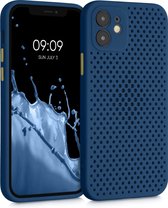 kwmobile Hoesje voor Apple iPhone 12 - Telefoonhoesje in donkerblauw - Siliconen case met hitteafvoer