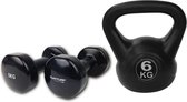 Tunturi - Fitness Set - Vinyl Dumbbell 2 x 5 kg - Kettlebell 6 kg