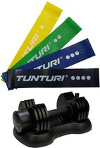 Tunturi - Fitness Set - Verstelbare Dumbbellset 12,5 kg - Weerstandsbanden 4 stuks