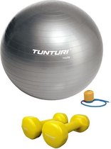 Tunturi - Fitness Set - Vinyl Dumbbell 2 x 1,5 kg  - Gymball Zilver 75 cm