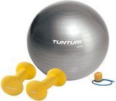 Tunturi - Fitness Set - Neopreen Dumbbellset 2 x 1,5 kg  - Gymball Zilver 90 cm