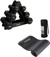 Tunturi - Fitness Set - Dumbbell Opbergrek incl 2x 1 t/m 3 dumbbells  - Fitnessmat 180 x 60 x 1,5 cm