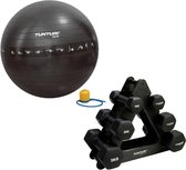Tunturi - Fitness Set - Dumbbell Opbergrek incl 2x 1 t/m 3 dumbbells  - Gymball Zwart met Anti Burst 55 cm