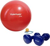 Tunturi - Fitness Set - Vinyl Dumbbell 2 x 4 kg  - Gymball Rood 75 cm