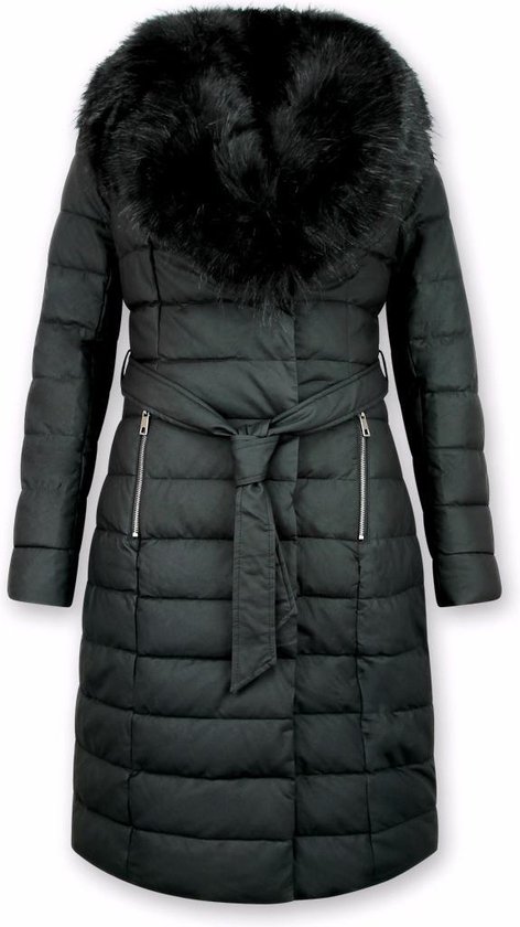 Vicky | Luxe Dames Winterjas met Faux Fur en Elegante Tailleceintuur