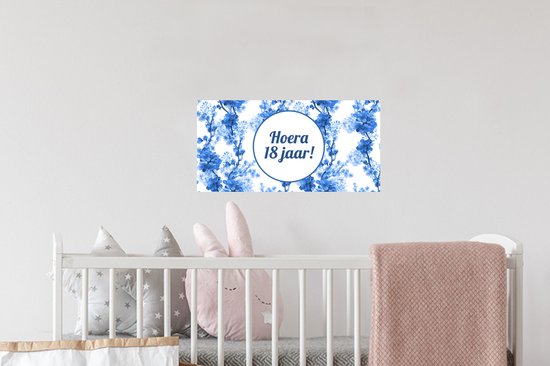Muurstickers - Sticker Folie - Jubileum - 18 jaar - Blauw - 40x20 cm - Plakfolie - Muurstickers Kinderkamer - Zelfklevend Behang - Zelfklevend behangpapier - Stickerfolie