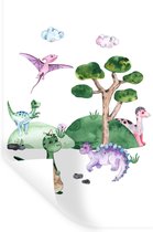 Stickers muraux - Chambre Enfant - Dinosaurus - Wit - 40x60 cm - Film Adhésif