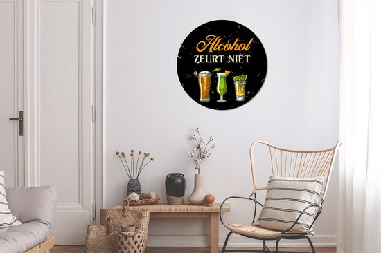 WallCircle® Wandcirkel 60x60 cm - Muurcirkel Alcohol - Drank - Glazen - Muurdecoratie woonkamer - Wanddecoratie slaapkamer - Kamer decoratie accessoires - Ronde schilderijen - Cadeau voor vrouw - Cadeau voor man