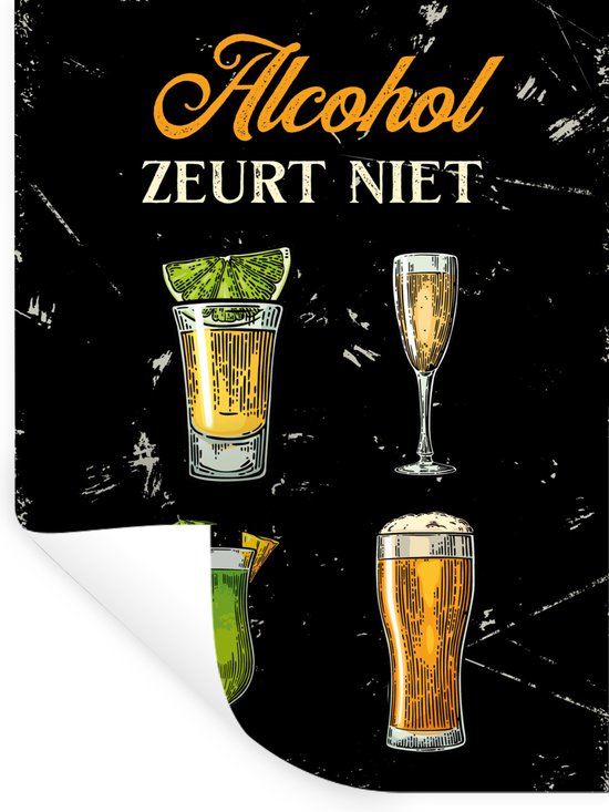 Muurstickers - Sticker Folie - Drank - Glazen - Spreuk - 90x120 cm - Plakfolie - Muurstickers Kinderkamer - Zelfklevend Behang - Zelfklevend behangpapier - Stickerfolie