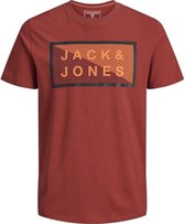 JACK & JONES Heren okerrood T-shirt met korte mouwen