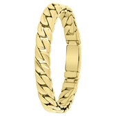 Lucardi Heren Goldplated armband gourmet - Staal - Armband - Cadeau - Moederdag - 19 cm - Goudkleurig