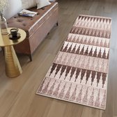 Tapiso Sari Tapijt Loper Beige Boho Woonkamer Hal Slaapkamer Maat- 70x400