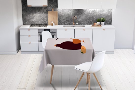 Nappe - Nappe - 130x200 cm - Bouteille de Vin - Verres - Citation - Intérieur et Extérieur