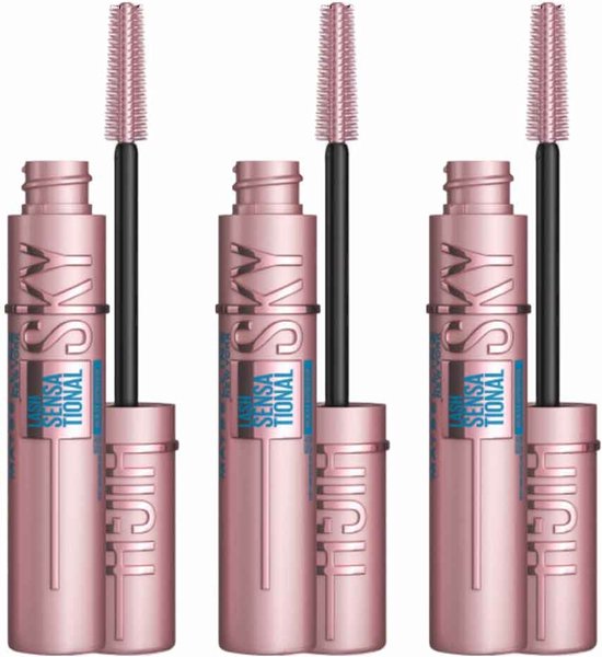 Maybelline Lash Sensational Sky High Mascara Waterproof Very Black - 3 x 6 ml - Voordeelverpakking
