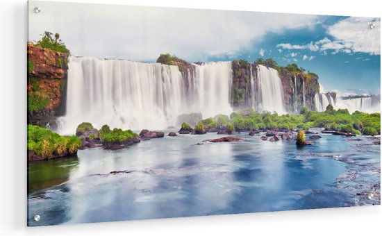 Artaza Glasschilderij - Watervallen In Argentinië - 60x30 - Klein - Plexiglas Schilderij - Foto op Glas