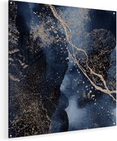 Artaza Glasschilderij - Abstracte Kunst - Zwarte Marmer met Gloed - 70x70 - Plexiglas Schilderij - Foto op Glas