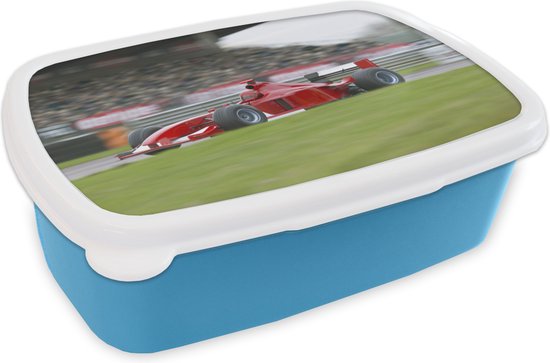 verwarring vaak aankleden Broodtrommel Blauw - Lunchbox - Brooddoos - Rode auto op een racebaan -  18x12x6 cm -... | bol.com