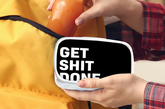 Boîte à pain Wit - Boîte à lunch - Boîte à pain - Proverbes - Get shit done - Citations - 18x12x6 cm - Adultes - Cadeau Sinterklaas - Distribution de cadeaux pour enfants - Cadeaux chaussures Sinterklaas