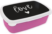 Broodtrommel Roze - Lunchbox Spreuken - Love - Quotes - Brooddoos 18x12x6 cm - Brood lunch box - Broodtrommels voor kinderen en volwassenen