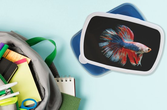 Lunchbox Blauw - Lunchbox - Boîte à pain - Poisson - Créature marine - Staart - Blauw - 18x12x6 cm - Enfants - Garçon