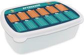 Broodtrommel Wit - Lunchbox - Brooddoos - Kinderkamer - Educatief - Aftrekken - Meiden - Jongetjes - Kinderen - Kindje - 18x12x6 cm - Volwassenen