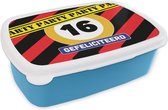 Lunch box Blauw - Lunch box - Boîte à pain - Anniversaire - 16 ans - Anniversaire - 18x12x6 cm - Enfants - Garçon